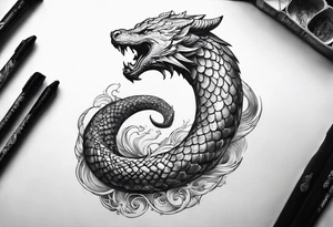 a Sleeve tattoo of Jörmungandr from god of war the game tattoo idea