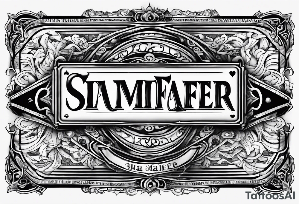 “Timafer” words with deck of cards and magic tattoo idea “Timafer” words with deck of cards and magic tattoo idea