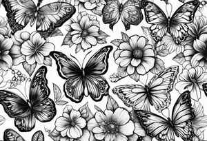 lace butterflies flowers full arm sleeve tattoo idea