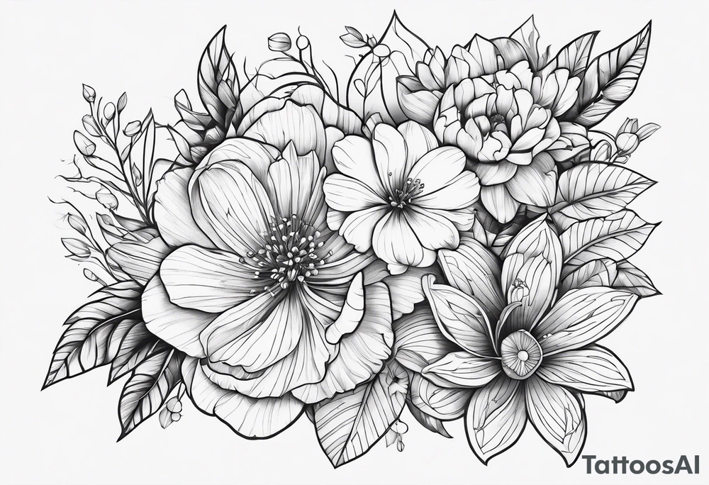flowers and type KATE tattoo idea