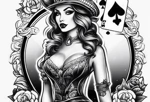 pinup style queen of spades tattoo idea