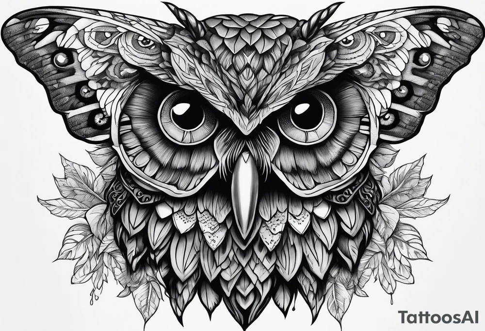 Dead head moth with owl eyes tattoo idea