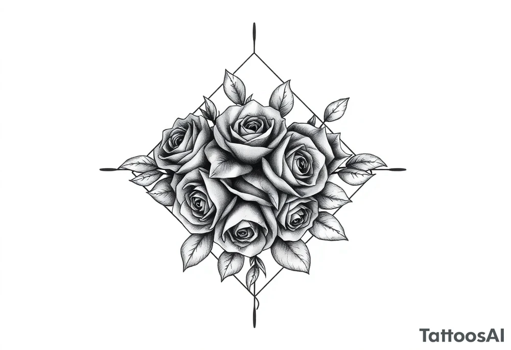 Small Roses filling up the inside of an lateral diamond shape tattoo idea