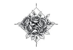 Small Roses filling up the inside of an lateral diamond shape tattoo idea