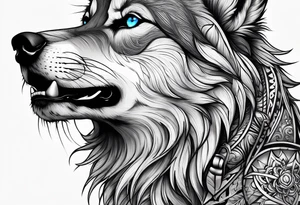 wolf with blue eyes tattoo idea