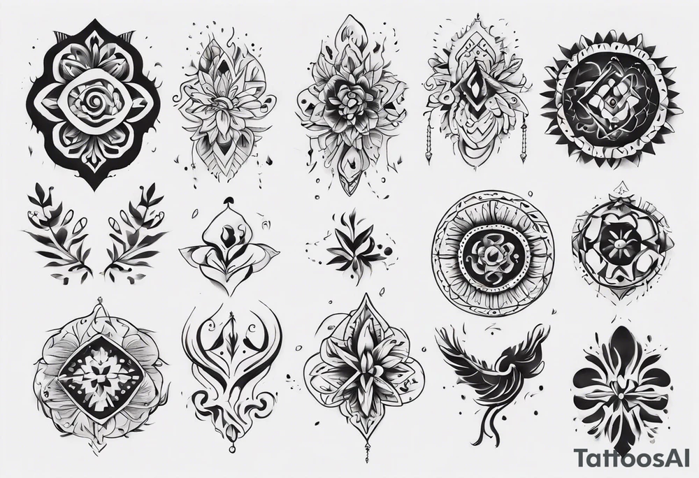 Minimalist Ornemental traditional henne indie tattoo idea