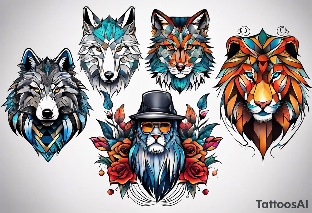 Alpha group of animals tattoo idea