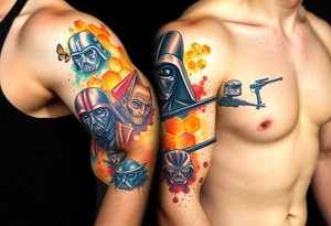 Honey combs with starwars characters tattoo idea