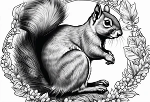 Angel squirrel carrying acorn tattoo idea