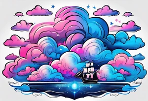 Blue and Pink Clouds tattoo idea
