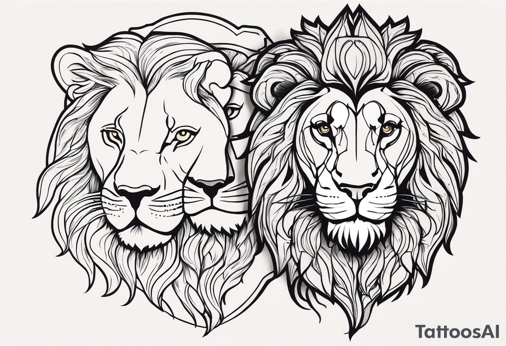 lion and lioness tattoo idea