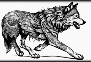 wolf arm sleeve tattoo idea