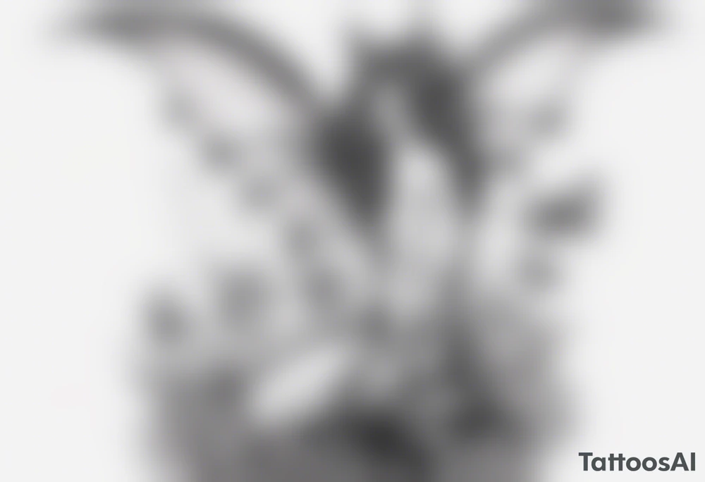 Fairy standing on top of bat tattoo idea