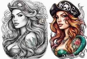 mermaid and pirate tattoo idea