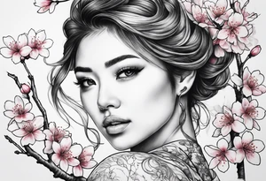 Cherry blossoms and number 7 tattoo idea