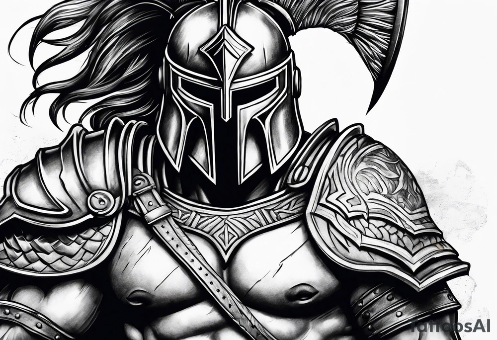 Faceless Spartan warrior tattoo idea