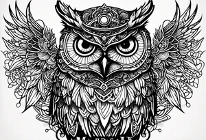steam punk owl tattoo idea