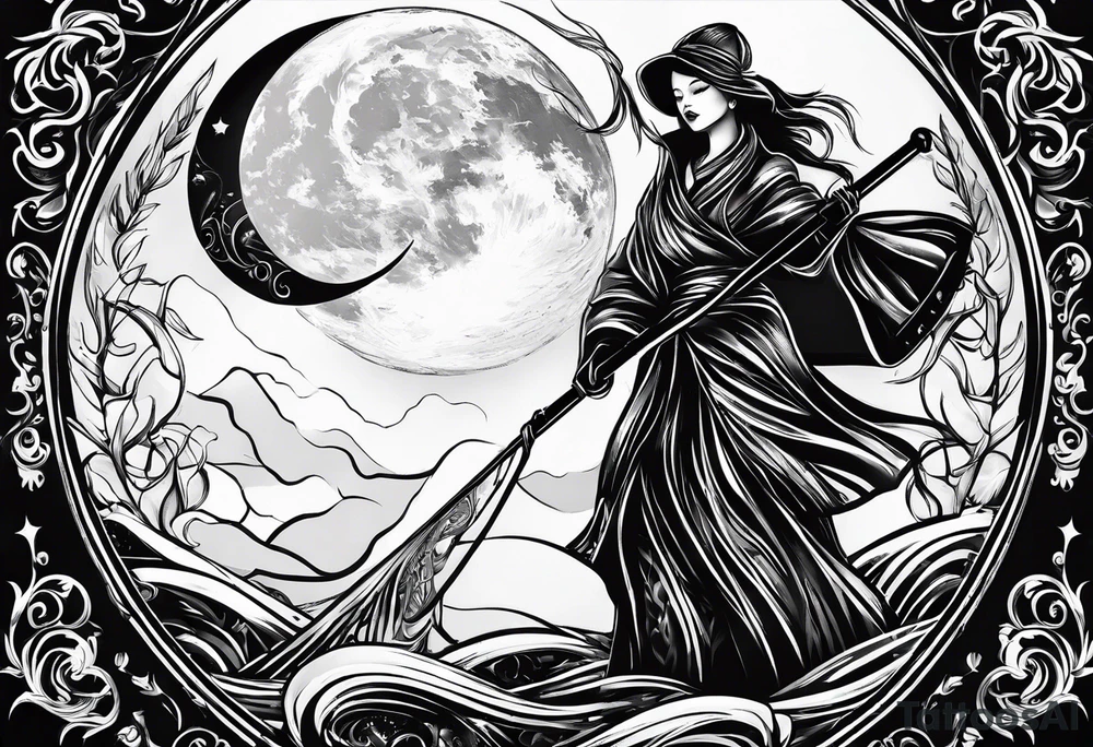 Scythe moon tattoo idea