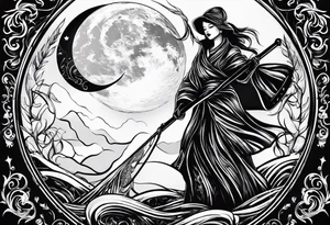 Scythe moon tattoo idea