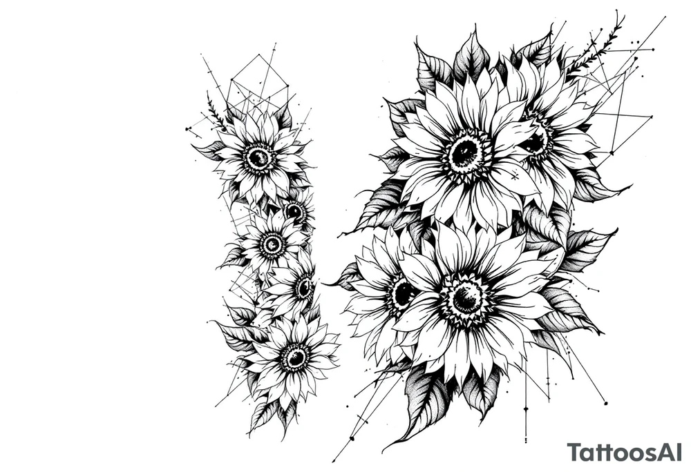 Sunflowers and geometry tattoo idea