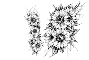 Sunflowers and geometry tattoo idea