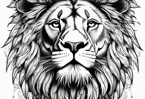 elegant lion with feathers floral tattoo idea