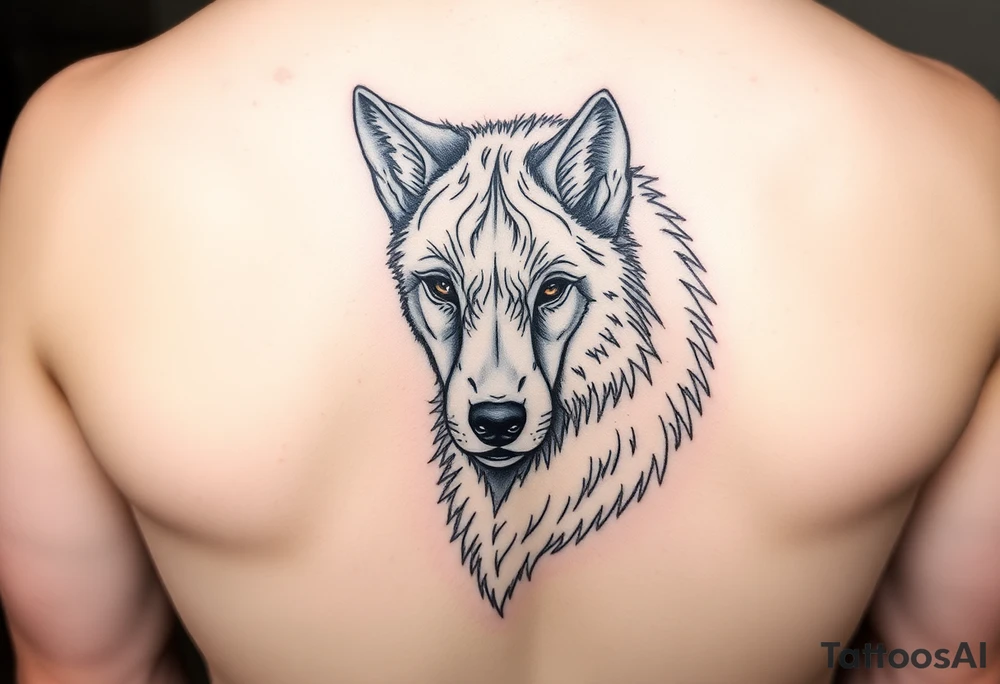 A solitary yet sublime and noble wolf and its progeny. the face tattoo idea