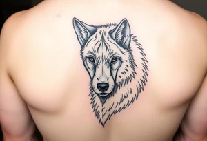 A solitary yet sublime and noble wolf and its progeny. the face tattoo idea