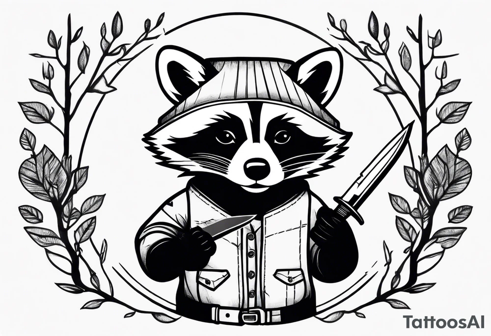 Raccoon holding a knife tattoo idea