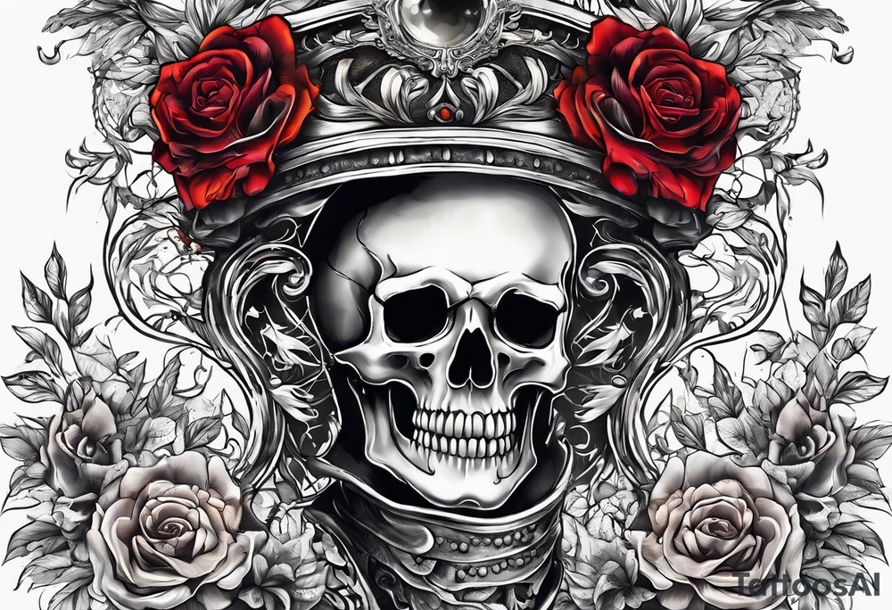 Wedding of two skeletons, the alter in the open mouth of a skull tattoo idea