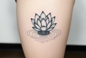 serene lotus flower emerging from sacred waters with ripples tattoo idea