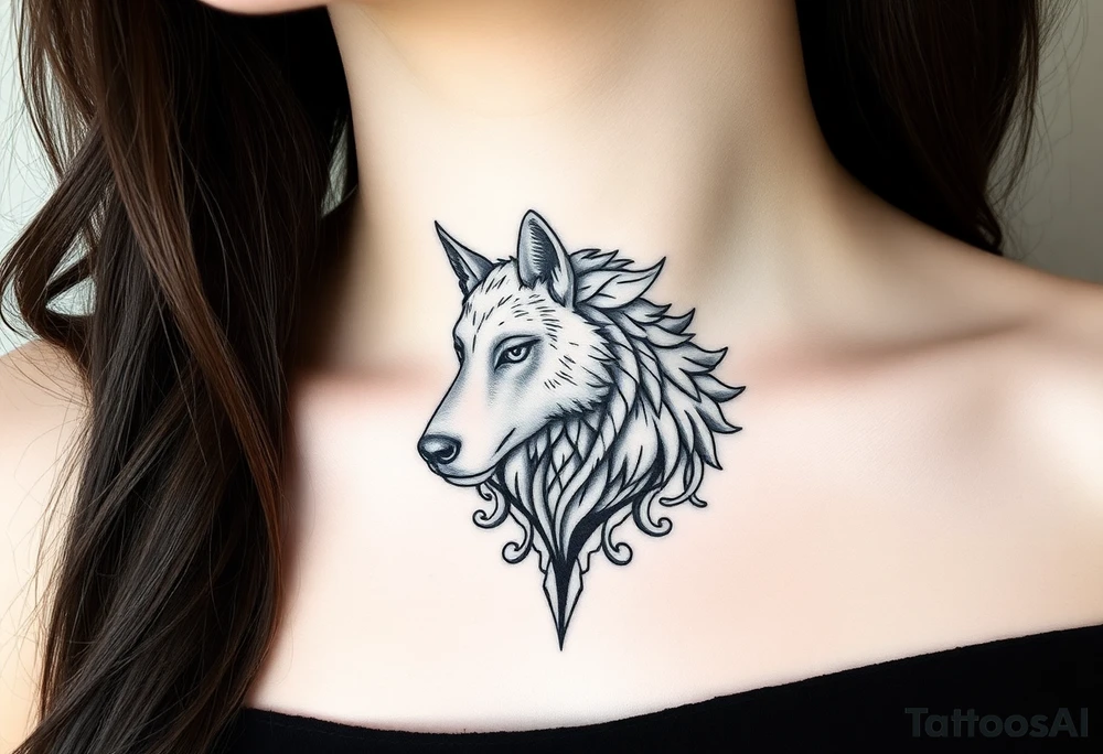A wolf sheep mystical creature tattoo idea