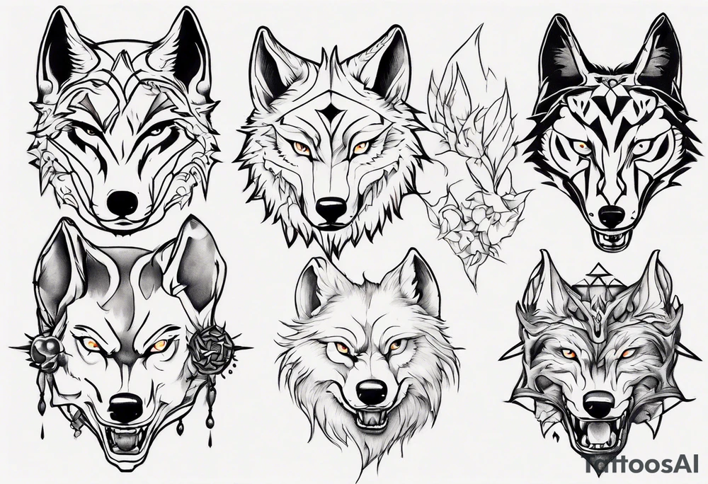 wolf head tattoo idea