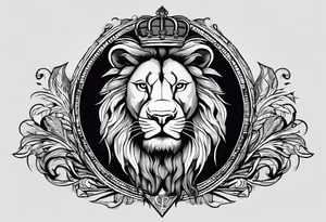 The last names Lyons, Powers, and Mast all listed out. A lion head below the lion. A Powers whiskey bottle below Powers. A Mastadon with tusks below Mast. tattoo idea