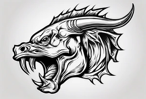 Aggressive Bullhead from the side facing right. tattoo idea