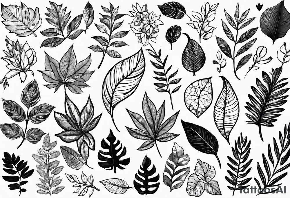 Plant leaf outlines tattoo idea