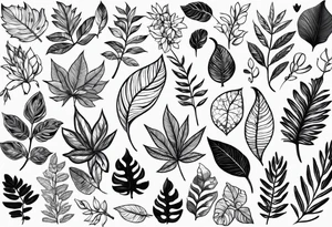 Plant leaf outlines tattoo idea