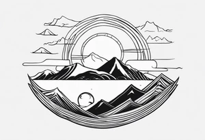 Sun, sea, mountain tattoo idea