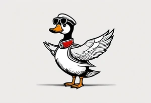 A silly goose dressed as an aviator tattoo idea