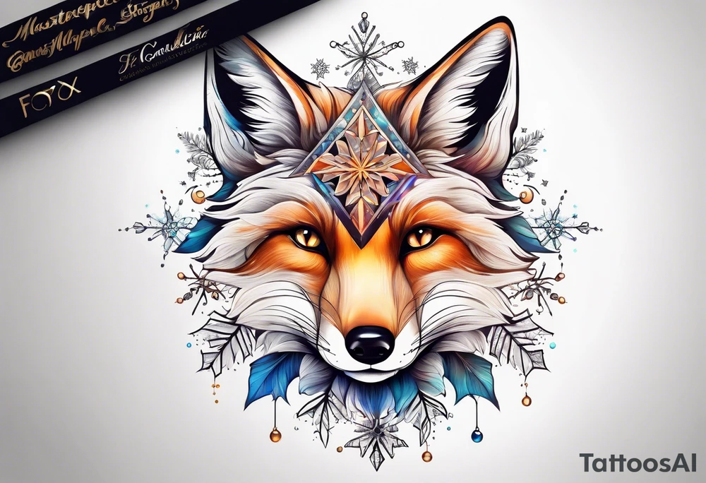 Constellation, animal fox , snowflake tattoo idea