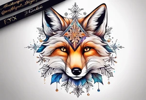 Constellation, animal fox , snowflake tattoo idea