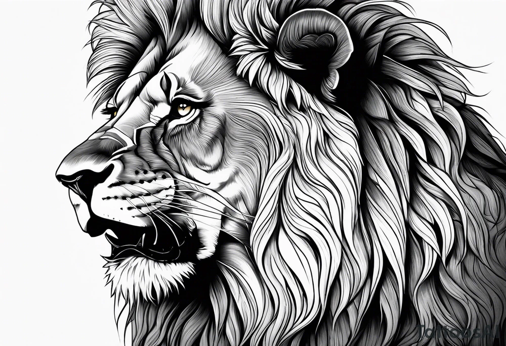 powerful majestic lion, close-up tattoo idea