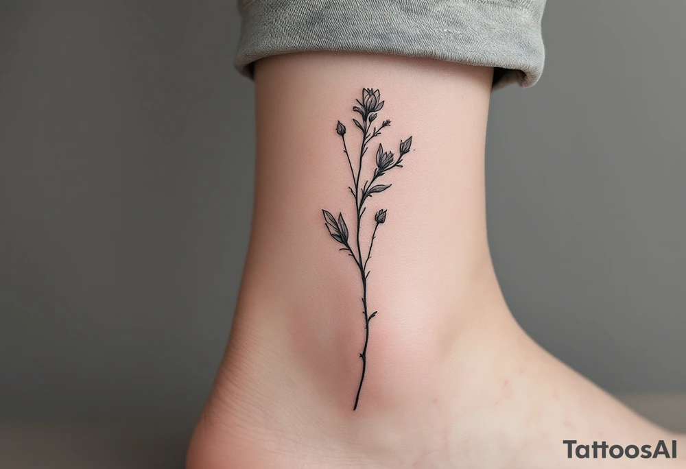 design very minimal Spring tatoo vertically for ankle tattoo idea