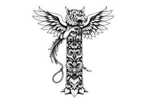 a phoenix and a tiger totem pole tattoo idea