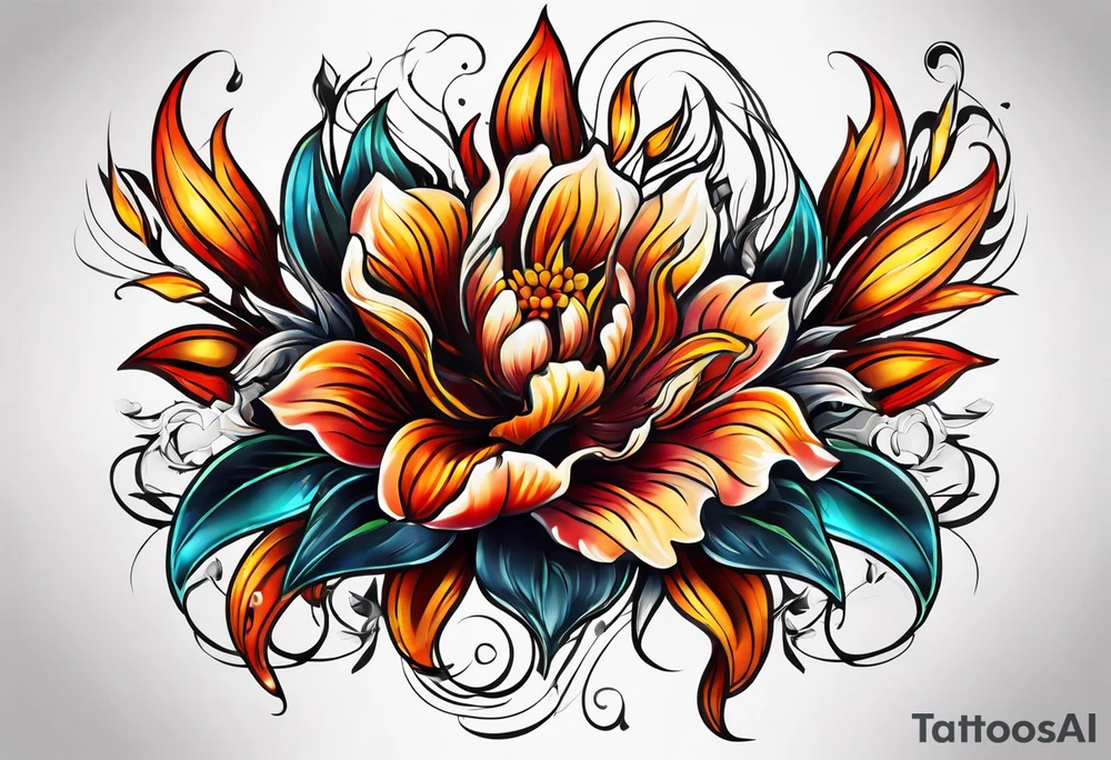 Flower fire for a male tattoo tattoo idea