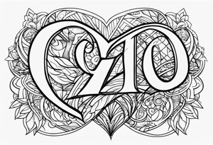 Zoe's name written with a heart next to the couple tattoo idea tattoo idea