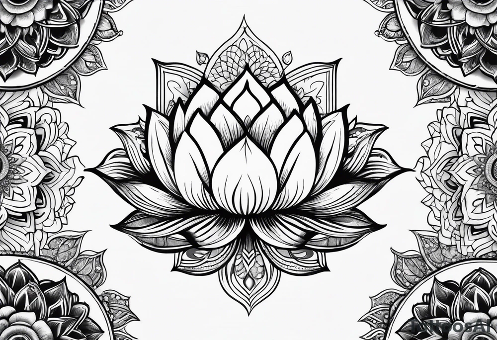 Lotus flower surrounded by a mandala tattoo idea