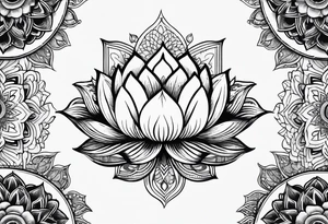 Lotus flower surrounded by a mandala tattoo idea
