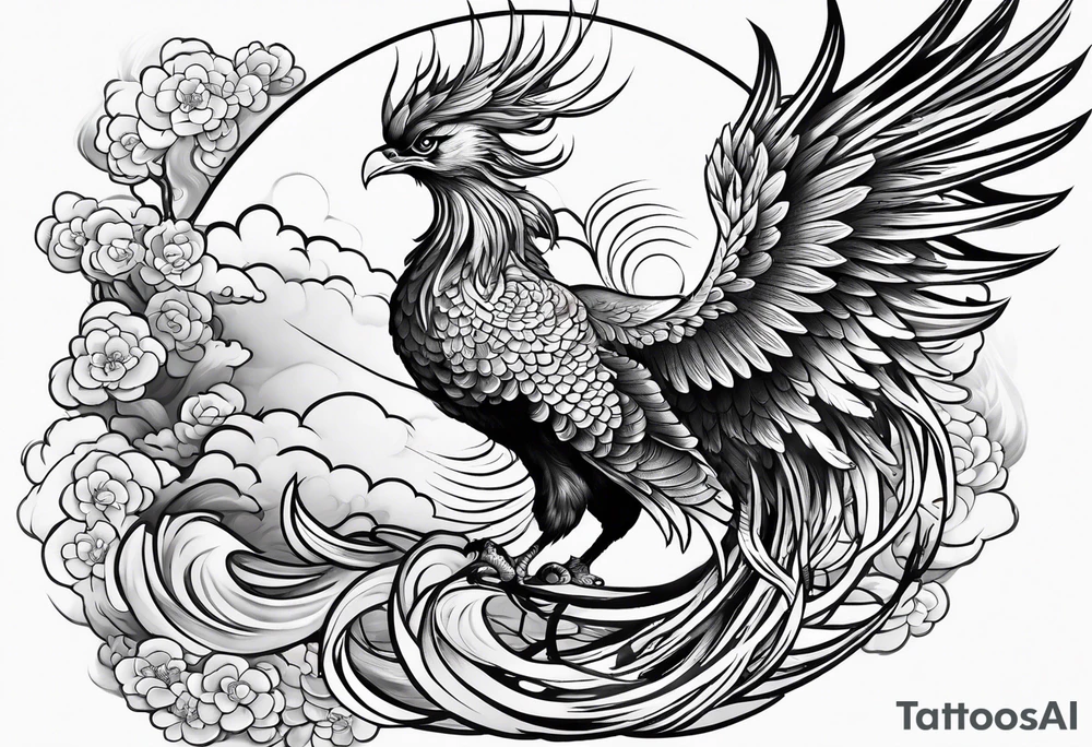 traditional Japanese phoenix no background tattoo idea
