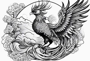 traditional Japanese phoenix no background tattoo idea